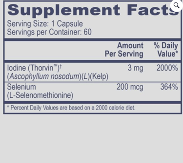 Selenium + Iodine - 60 Veggie caps - Selenometh-Iodine Conners Clinic Supplement - Conners Clinic